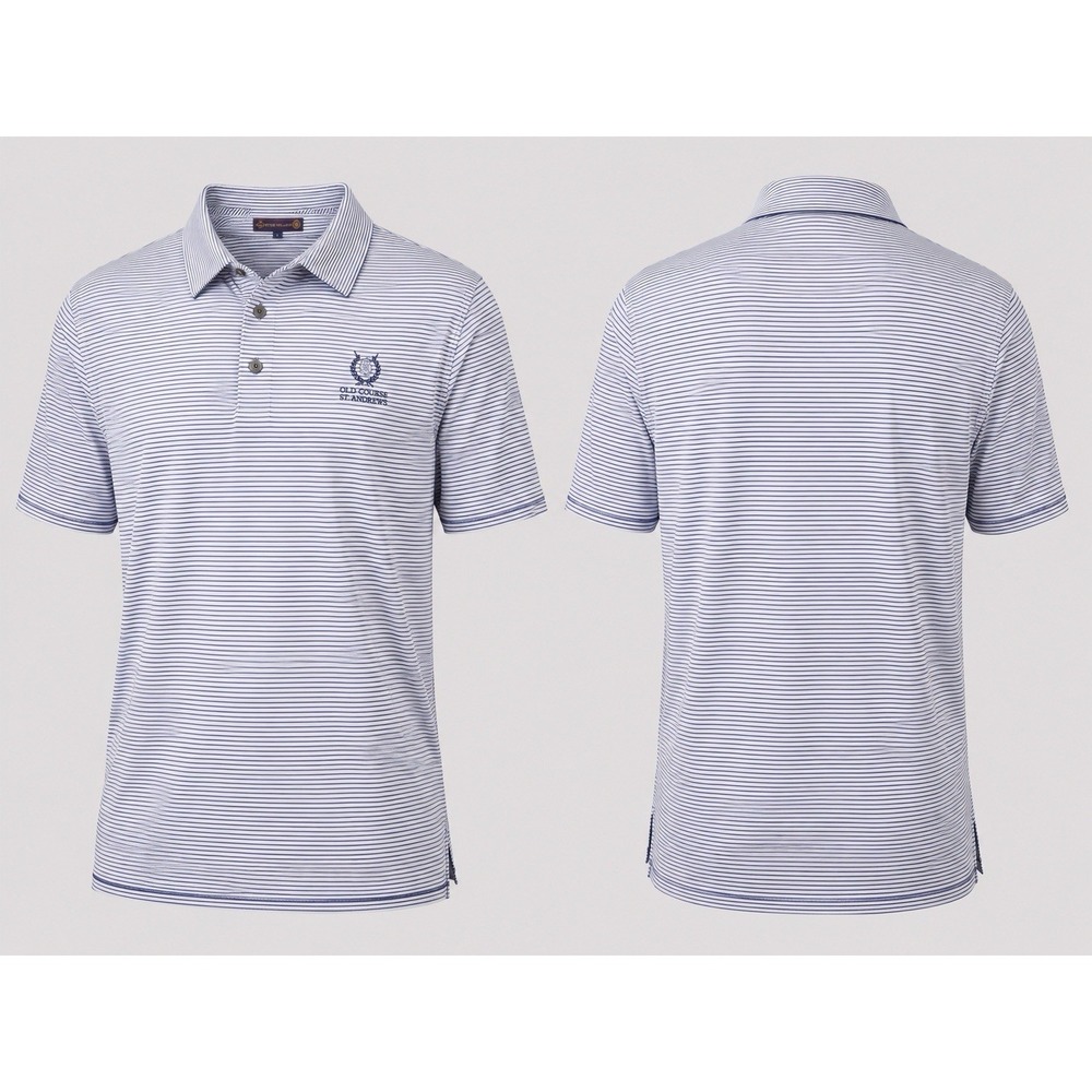 IZOD Golf SHIRT Mens Large  WHITE NAVY STRIPE  Stretch Performance Polo
